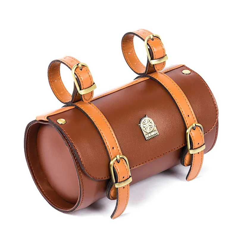 Top PVC Leather Retro Bicycle 190*110MM Keg Bag Bike Tail Bag Saddle Bag Vintage Tail Bags  Bicycle Accessories FZB011 3