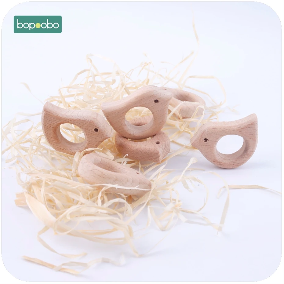

Bopoobo 20pc Cute Small Wooden Bird Teether Baby Nursing Accessories High Quality Baby Teething Toy BPA Free Wood Teether