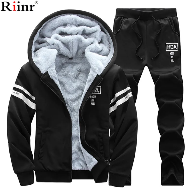 Riinr 2017 Мода Новое поступление мужские наборы спортивной одежды зимние