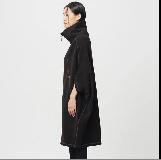 Распродажа- дизайн, осенний и зимний женский двусторонний воротник, кокон, пальто с рукавом и длинное пальто