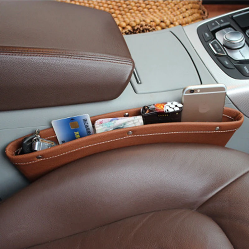 Car Seat Crevice PU Leather Leak-Proof Storage Box for Abarth Mazda 6 CX-5 Kia Ceed Rio 3 4 Cerato Picanto Sorento Mini Cooper