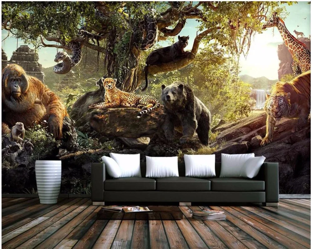 

Custom mural 3d wallpaper Forest animal world decoration painting 3d wall murals wallpaper for living room walls 3 d