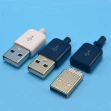 Новинка 5 шт. штекер типа А 4 контактный адаптер USB 2 0 припой черный