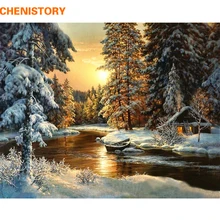 CHENISTORY Sunset Forest DIY Painting By Numbers Canvas Wall Art Picture Painting Calligraphy For Living Room Home Decor 40x50cm