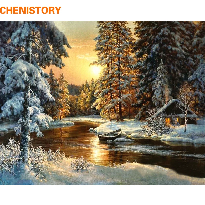 Картина по номерам CHENISTORY Sunset Forest сделай сам настенное изображение на холсте