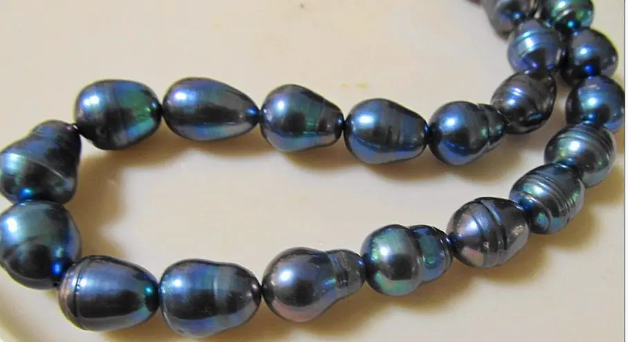 

Jewelr 005795 TAHITIAN GENUINE BLACK GREEN BLUE PEARL NECKLACE
