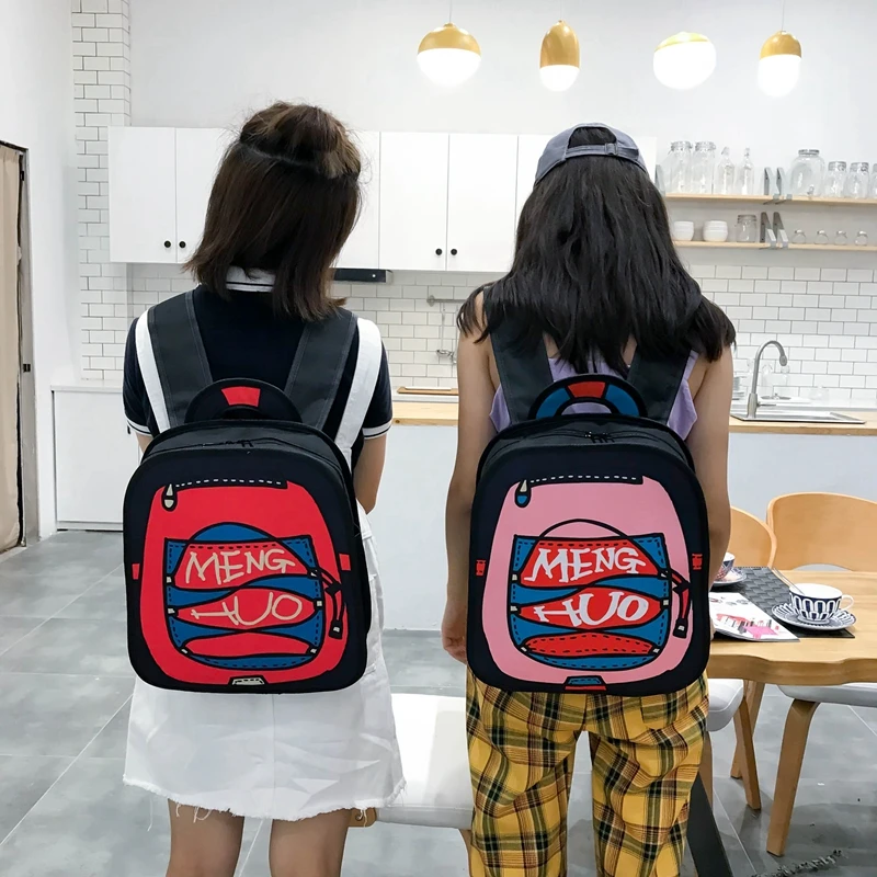 Menghuo New 3D Anime Cartoon Women Backpack School Bag Nylon 2D Style Travel Drawing Book Backpack Mochilas for Teenagers Gilrs (61)