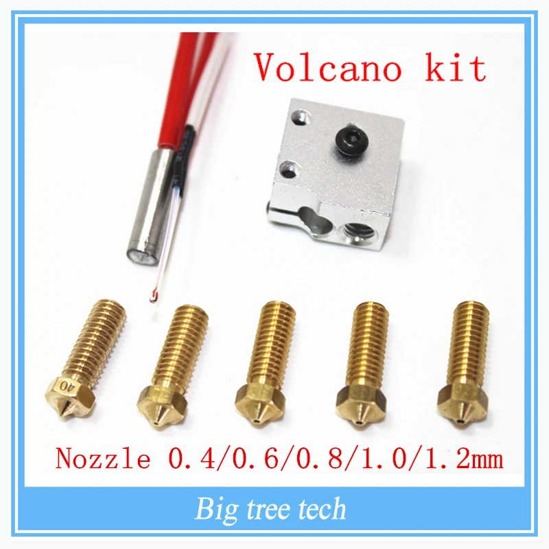  3D printer parts 3D Volcano hot end eruption pack kit/set heater block+nozzle pack for 3D Printer filament  1.75/3 mm 