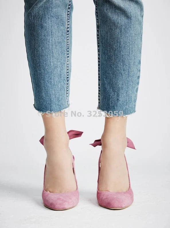 New Designer Pink Suede Women Pumps Chunky Heel Bowknot Dress Shoes Sweet Butterfly-knot Thick Square Heel Wedding Shoes Pumps New Designer Pink Suede Women Pumps Chunky Heel Bowknot Dress Shoes Sweet Butterfly-knot Thick Square Heel Wedding Shoes Pumps
