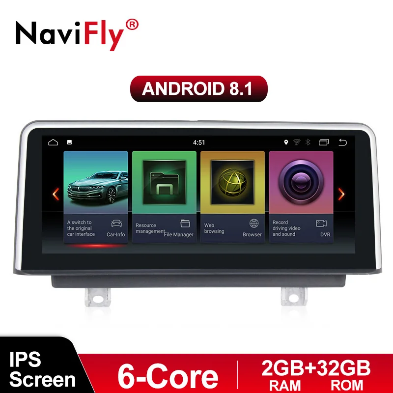 

NaviFly 6 core PX6 Android 8.1 car radio multimedia player for BMW F30/F31/F34/F20/F21/F32/F33/F36 original NBT system 2013-2017
