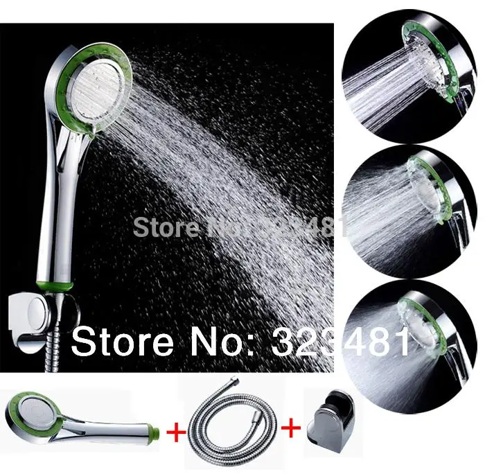 

Chrome Plated Pressurize Water Saving Bathroom Handheld Shower Set Multi-functional (spa shower+hose+holder)Free Shipping
