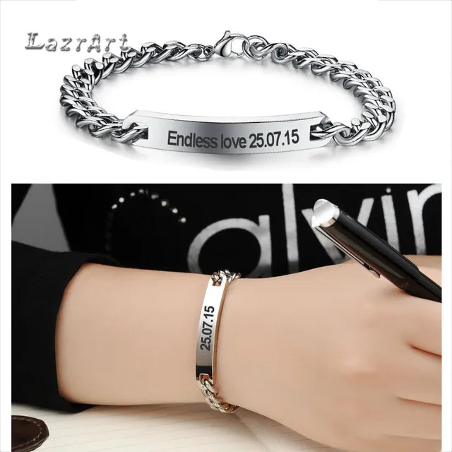 Custom Stainless Steel Bracelet Personalized Name Fashion Custom Stainless Steel Bracelet Personalized Name Fashion Brand Style Bar Id Bridesmaid Gifts For