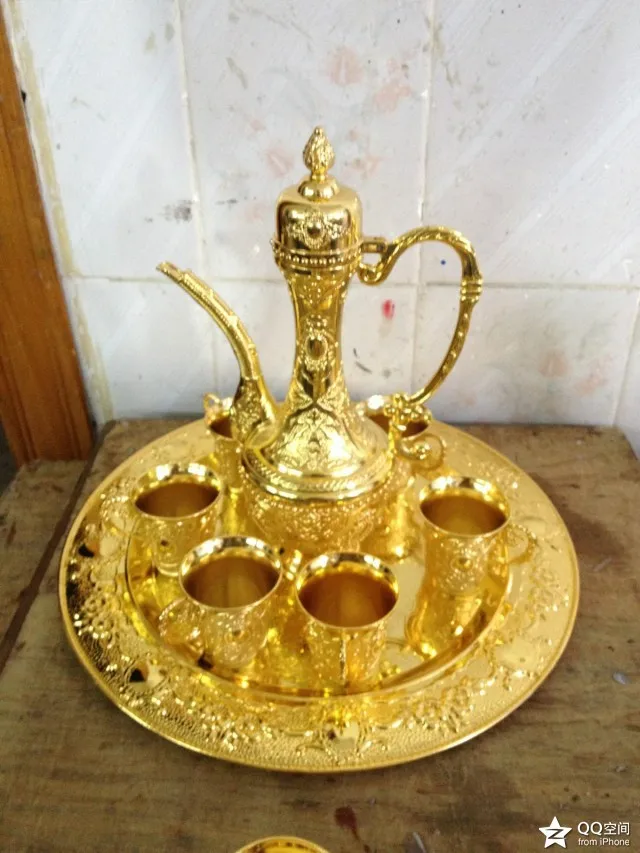 

Sets Decorated Old Flower Collectible famous tin alloy jug 1 Tea Pot 4 Wine Cup 1 Plate real Tibetan Silver Brassroom