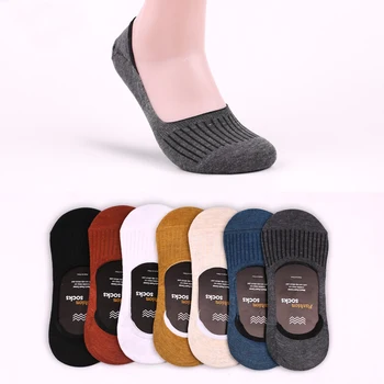 

5 Pairs / Lot Men's Invisible Socks Silicone Non-slip Vertical Bar Boat Socks Shallow Thin Men's Socks Chaussette Homme Socken