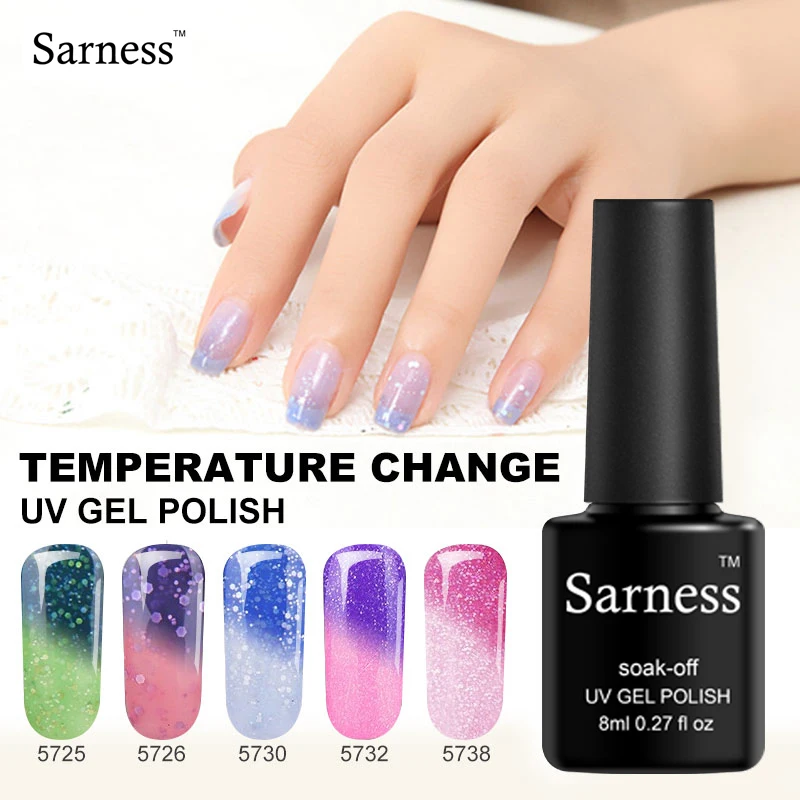 

Sarness Chameleon Nail Design Thermal UV Gel Nail Polish Temperature Color Changing Nail Gel Varnish Polish Soak Off Manicure