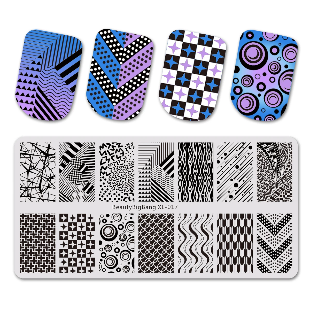 BEAUTYBIGBANG 6*12cm Nail Art Stamping Plates Rectangle Template Square Geometric stitching Sweater Pattern Flower XL042 - Цвет: 643824322691