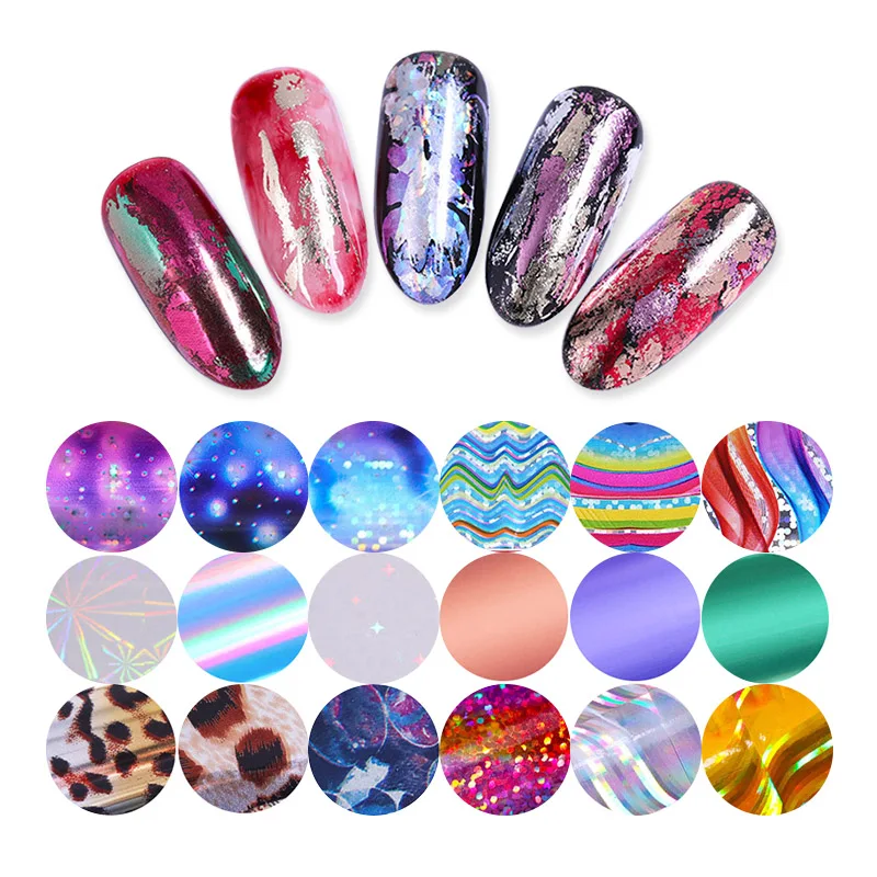 

10 Rolls/Box Nail Foil Holographic Starry Sky Shining Glitter Nail Art Stickers Colorful Nail Foils DIY Design Decoration