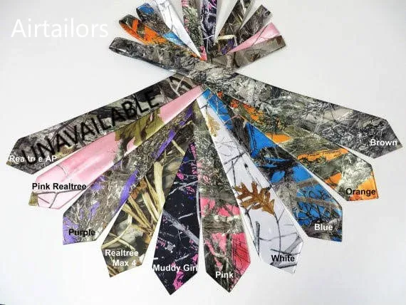 

Airtailors Men's Camo Necktie Wedding Camo Neck tie Satin Camouflage Necktie Prom Necktie Multicolor