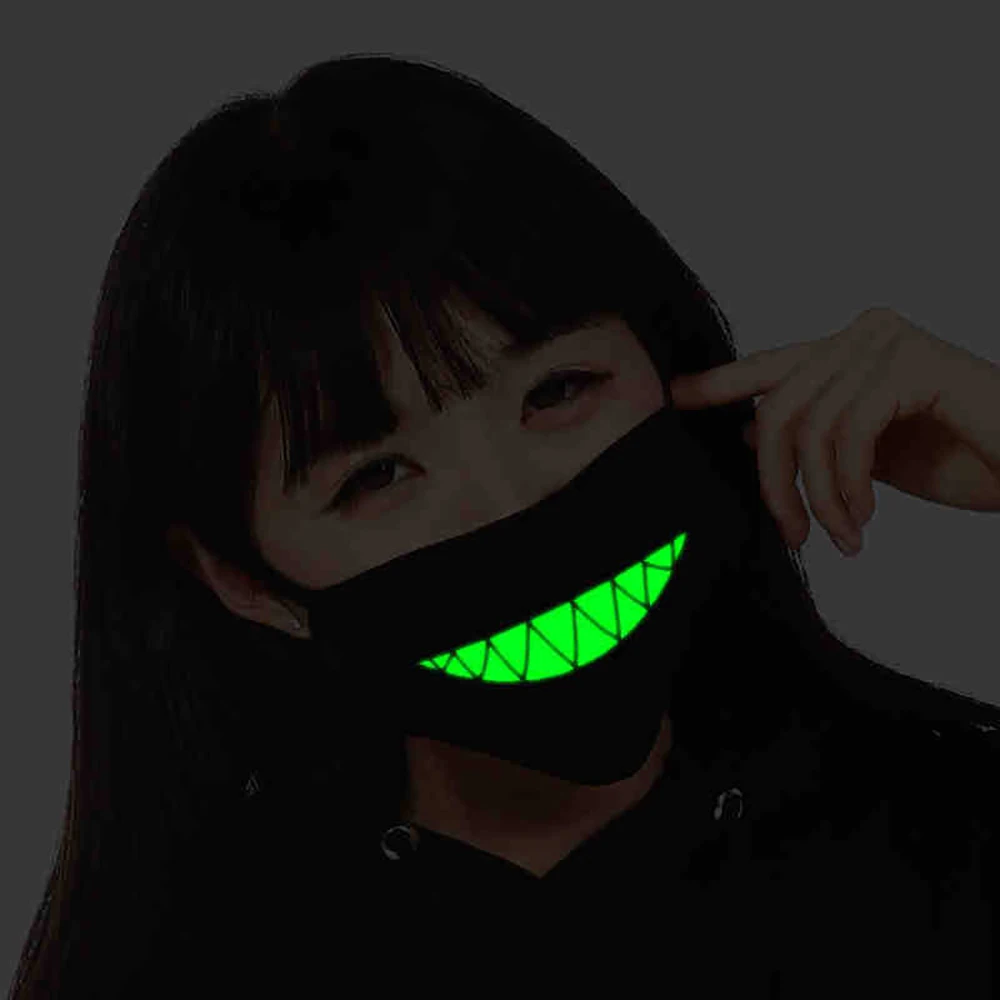 

Black Mouth Mask Light in the dark Anti dust keep warm Cool Unisex Masks Noctilucent Cotton Tooth Face Mask Z4