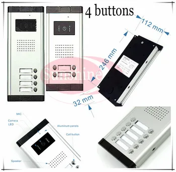 

Outdoor camera CCD lens outdoor unit Video door phones intercom systems with 4 buttons for 4 office/villas/apartments/Hotles