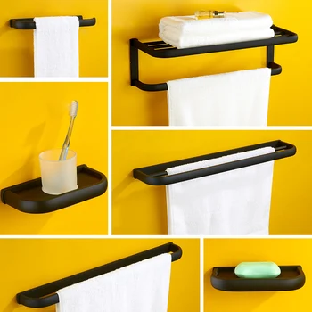 

Copper Bathroom Accessories Towel Ring Toilet Paper Holder Cup Holder Soap Dish Towel Bar Robe Hook Black Sanitary Ware Suite