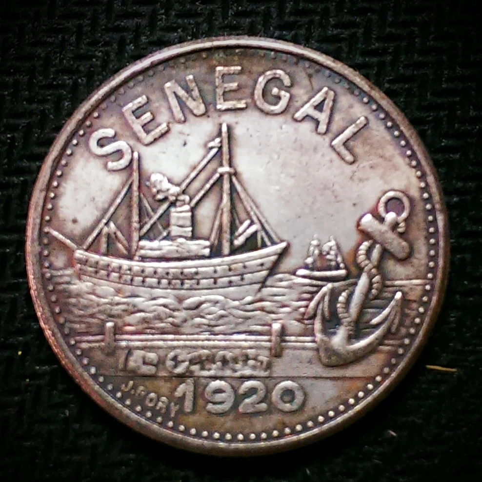1920 Senegal 25 Centimes Dakar Silver Plated Coin 27mm Smooth Tokenin