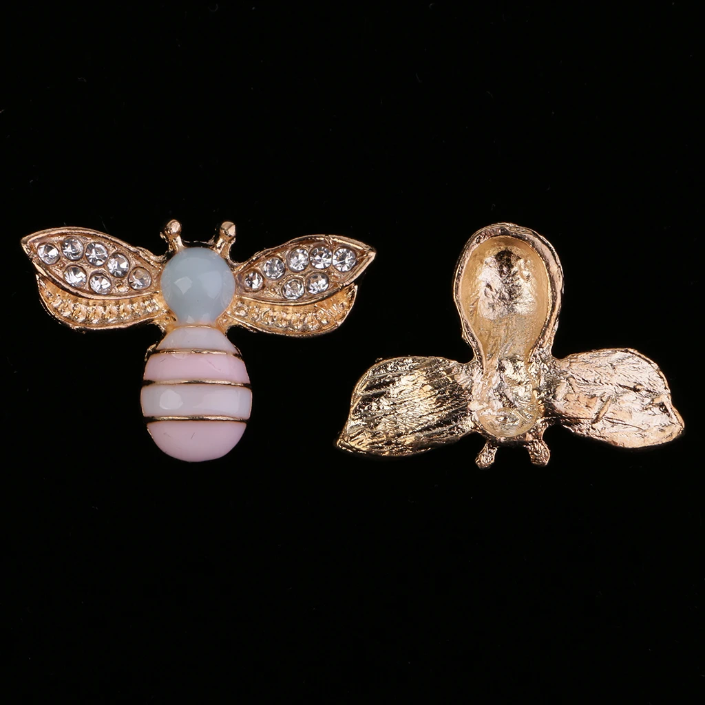 10Pcs Mixed Allloy Bee Craft Rhinestone Flatback Buttons Scrapbooking Embellishments for DIY Phone Case Decorations