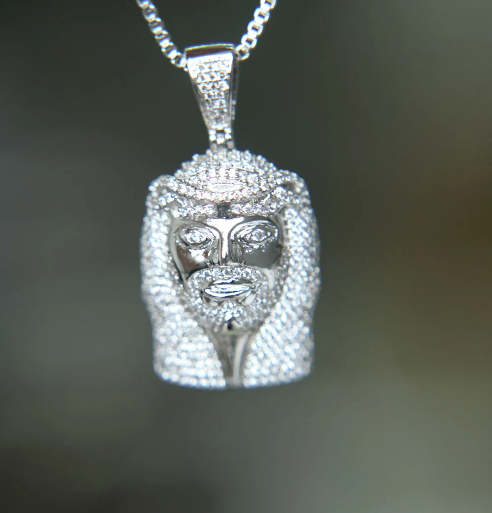 Золотой цвет Миро вымощенный aaa whtie cz Большой Иисус очарование кулон Христос