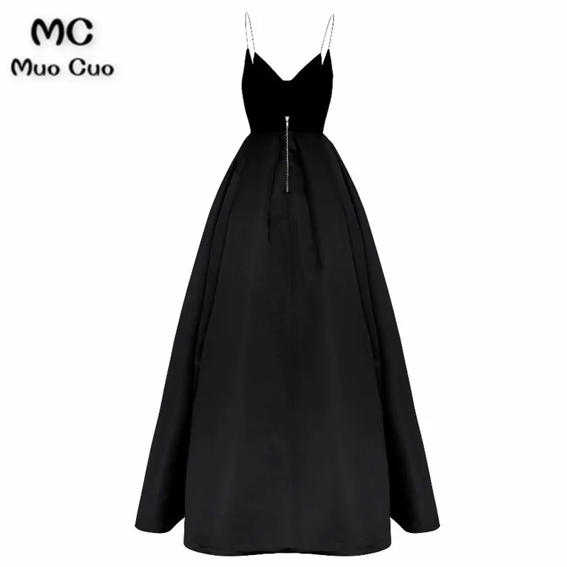 V Neck with Satin Trim, Sleeveless, Thin Straps, Velvet Bodice, A-Line Skirting, Side Slip Pockets, Exposed Back Zip, Silk Duchess, Evening Dress5