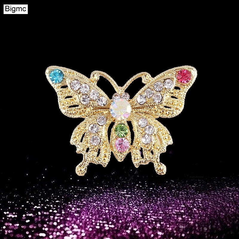 Butterfly Brooch Cute Insect Brooches Gold Color Austrian Crystal