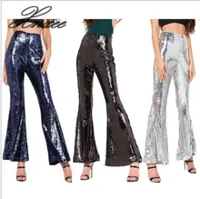 Women Sequined Boho High Waist Wide Leg Pants New Fashion Long Flared Bell Bottom Pants Women Sequined Boho High Waist Wide Leg Pants New Fashion Long Flared Bell Bottom Pants