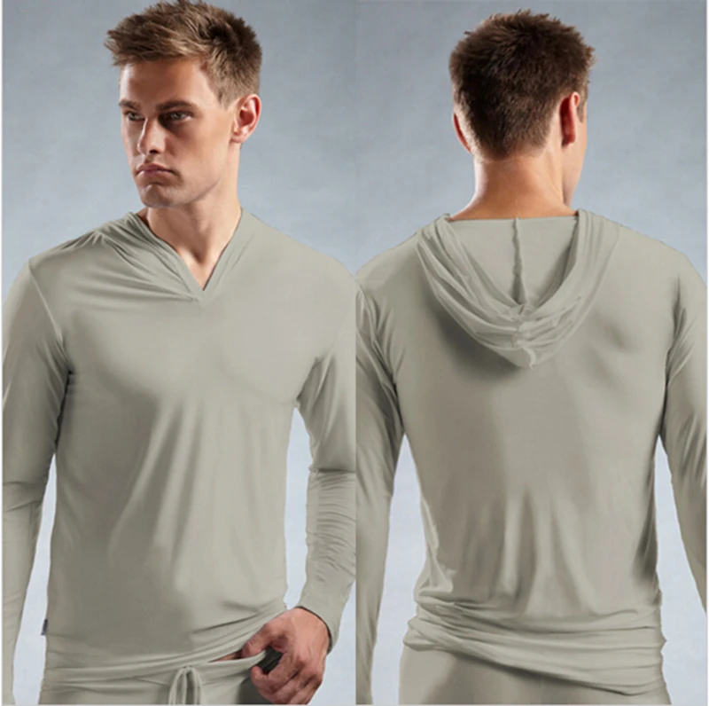 Hot 1pcs Mens Sleep Tops Long Sleeve Sheer Sexy Clothes Coat Tight