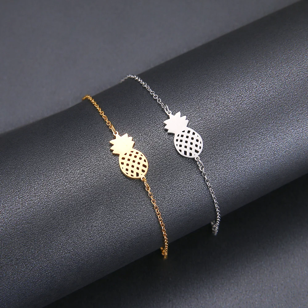 Hibobi Bracelet Stainless Steel Femme Jewelry Pineapple Charm Bracelets For Women Donot Fade Valentine's Day Bangles Gift (6)
