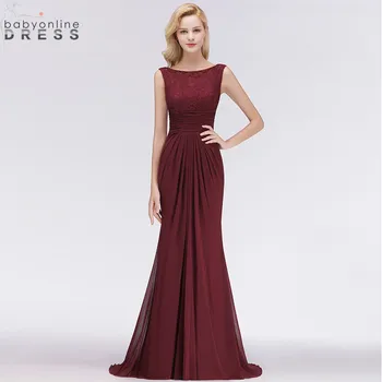 

Elegant Burgundy Lace Mermaid Mother Of The Bride Dresses Modest Pleat Zipper Back Wedding Party Dresses Vestido De Madrinha