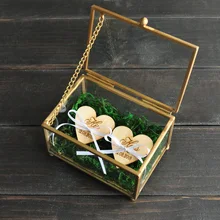 Индивидуальный обручальное кольцо коробка, кольцо шкатулка, на заказ медное кольцо коробка, стеклянное кольцо Подушка, кольцо коробка с мхом