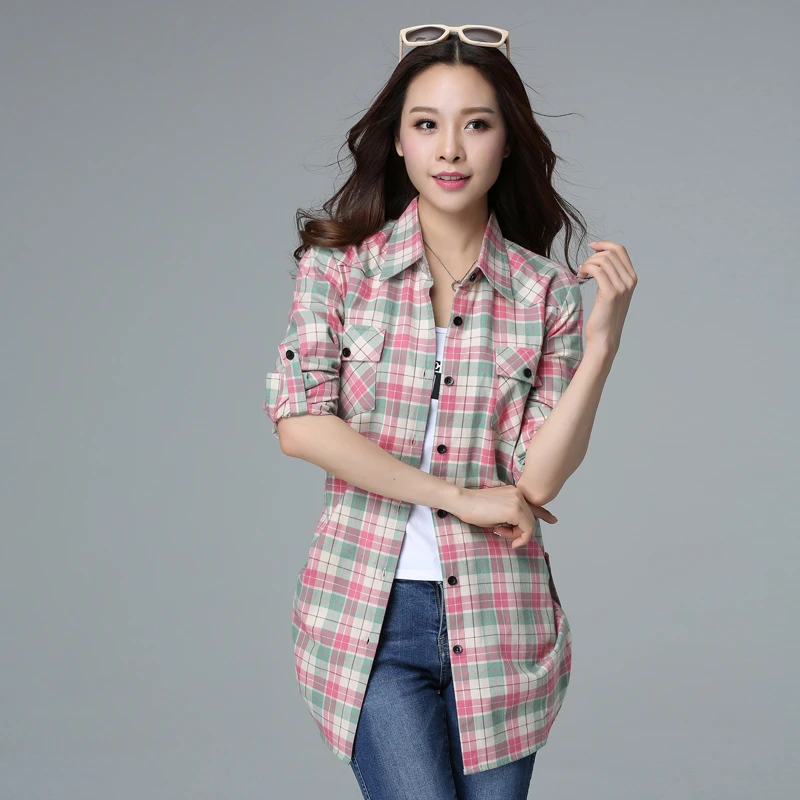 women's plus size red and black plaid shirt