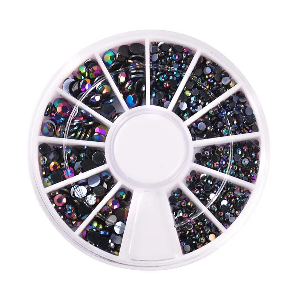 

Biutee Nail Art Rhinestone Decorations Black Gold Rose Crystal Resin Flat Black Rhinestones Multi Sizes Nail Tools