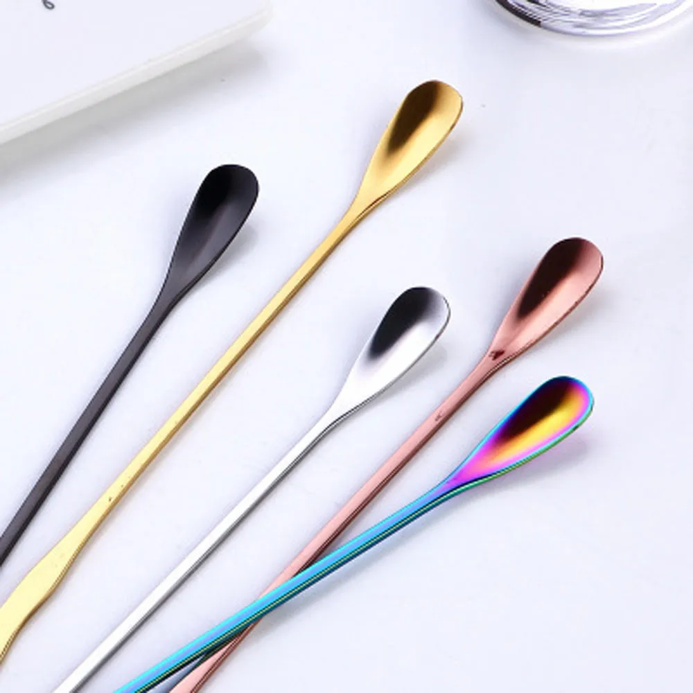

Stainless Steel rainbow Long Handled coffee spoons Creative mixing spoons set cold drink fruit Ice Cream Dessert Tea Spoon L3