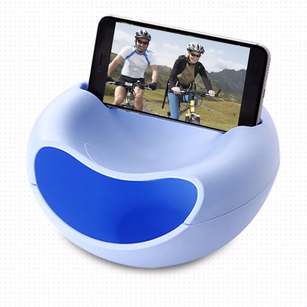 

Plastic Double Layer Dry Fruit Melon Seeds Nut Containers Snacks Storage Box Holder Plate Organizer With Mobile Phone Stand