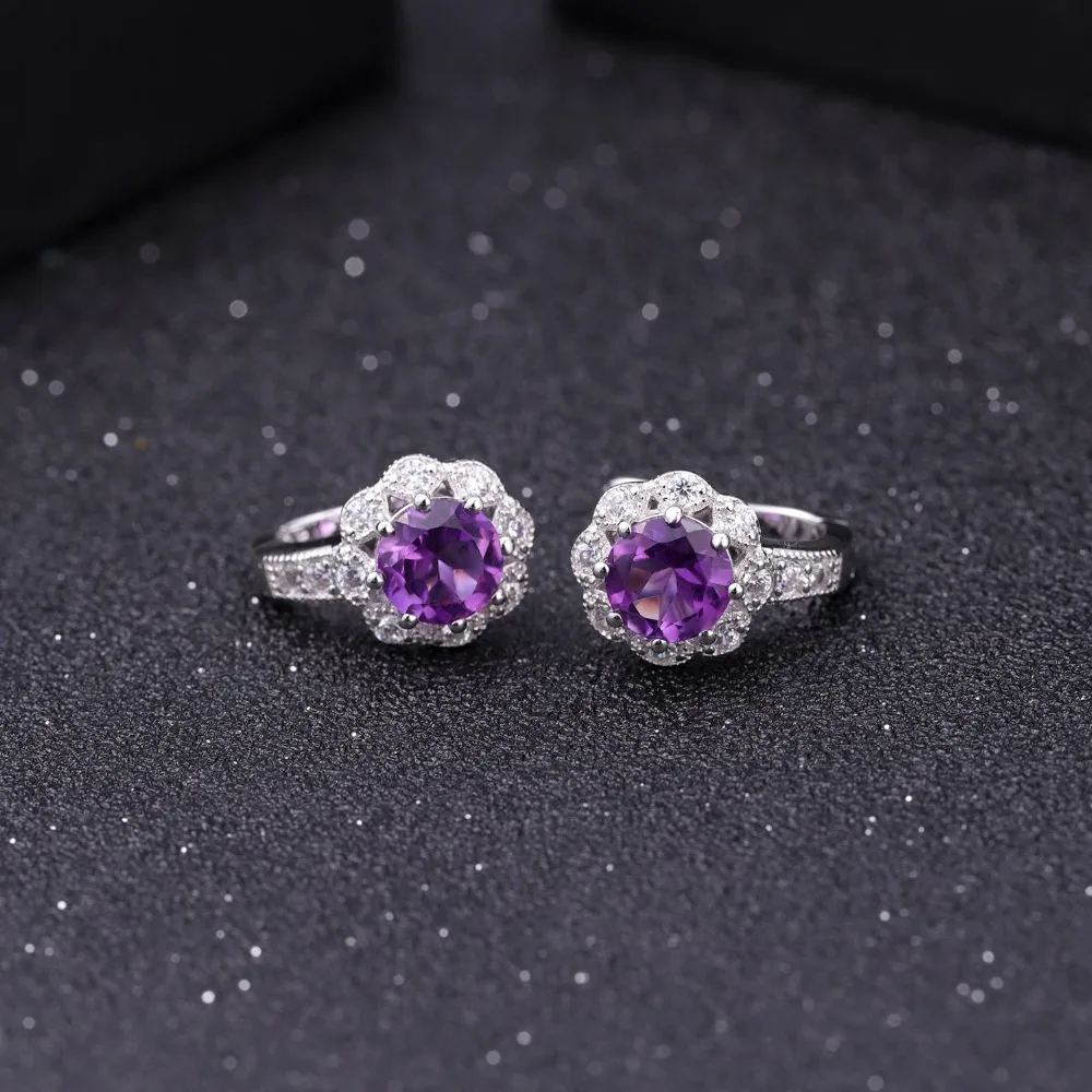 GEM'S BALLET 2.71Ct натуральный аметистовый драгоченный камень серьги Настоящее 925 пробы серебряные серьги-гвоздики для женщин Свадебные ювелирные изделия