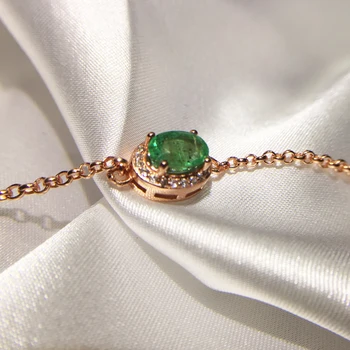 

5*7mm Natural emerald Bracelet 925 Stering Silver girl jewelry Charm jewelry Solitaire stone bracelet