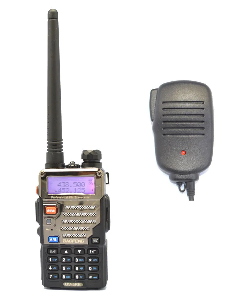 Радио комплекты новый черный Baofeng uv-5re VHF/UHF двухдиапазонный ветчина с подкладкой Радио любитель портативная рация + Динамик MIC Детали для