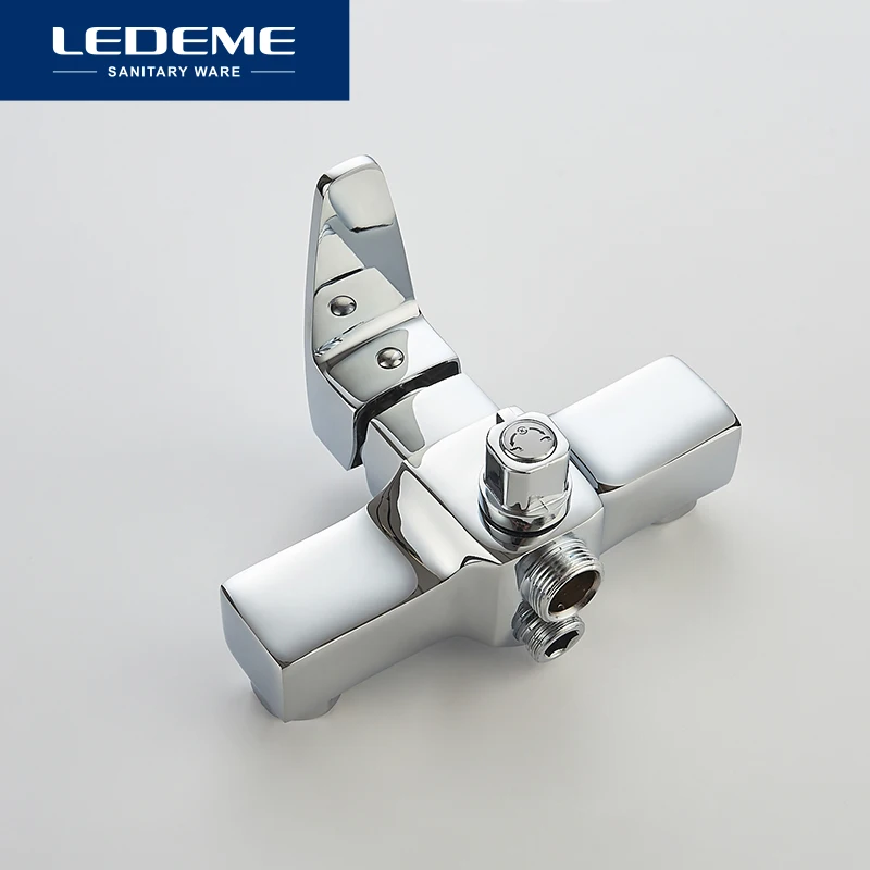 Billig LEDEME Dusche Armaturen Mode Stil Messing Verchromt Thermostat Wasserhahn Badezimmer Wand Montiert Badewanne Mixer Bad Set L2230