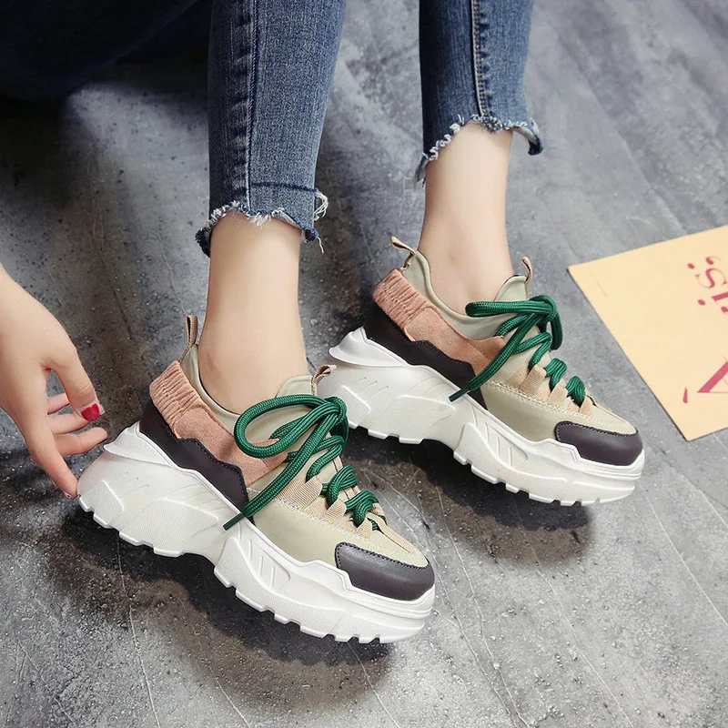 

Women's Sneaker Thick Sole Platform Sports Running Shoes Ladies Shoes Height Increase Woman Chunky Sneaker zapatos de mujer