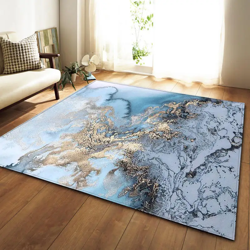 

Nordic Living Room Large Carpets Soft Flannel Area Rugs Parlor Tea Table Anti-slip Bedroom Bedside Mat 3D Marble Pattern Carpet