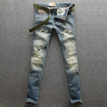 2018 Newly Fashion Men Jeans Retro Blue Color Ripped Jeans Denim Casual Pants Straight Fit 100% Cotton Big Size Brand Jeans Men 2018 Newly Fashion Men Jeans Retro Blue Color Ripped Jeans Denim Casual Pants Straight Fit 100% Cotton Big Size Brand Jeans Men
