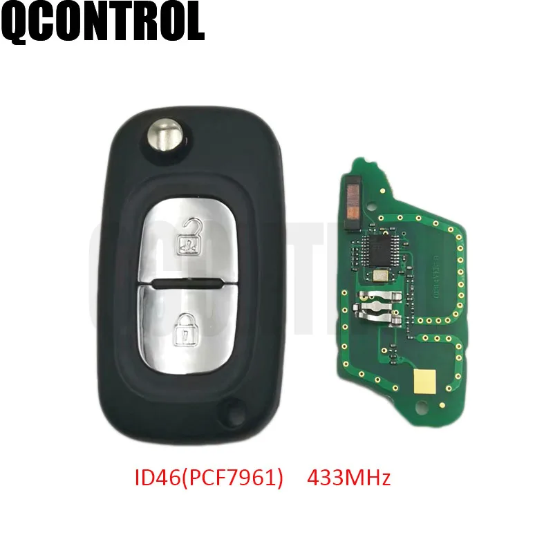 QCONTROL 2 кнопки дистанционного ключа автомобиля костюм для Renault Clio 3 Kangoo мастер модус Twingo Флип с 434 МГц PCF7961