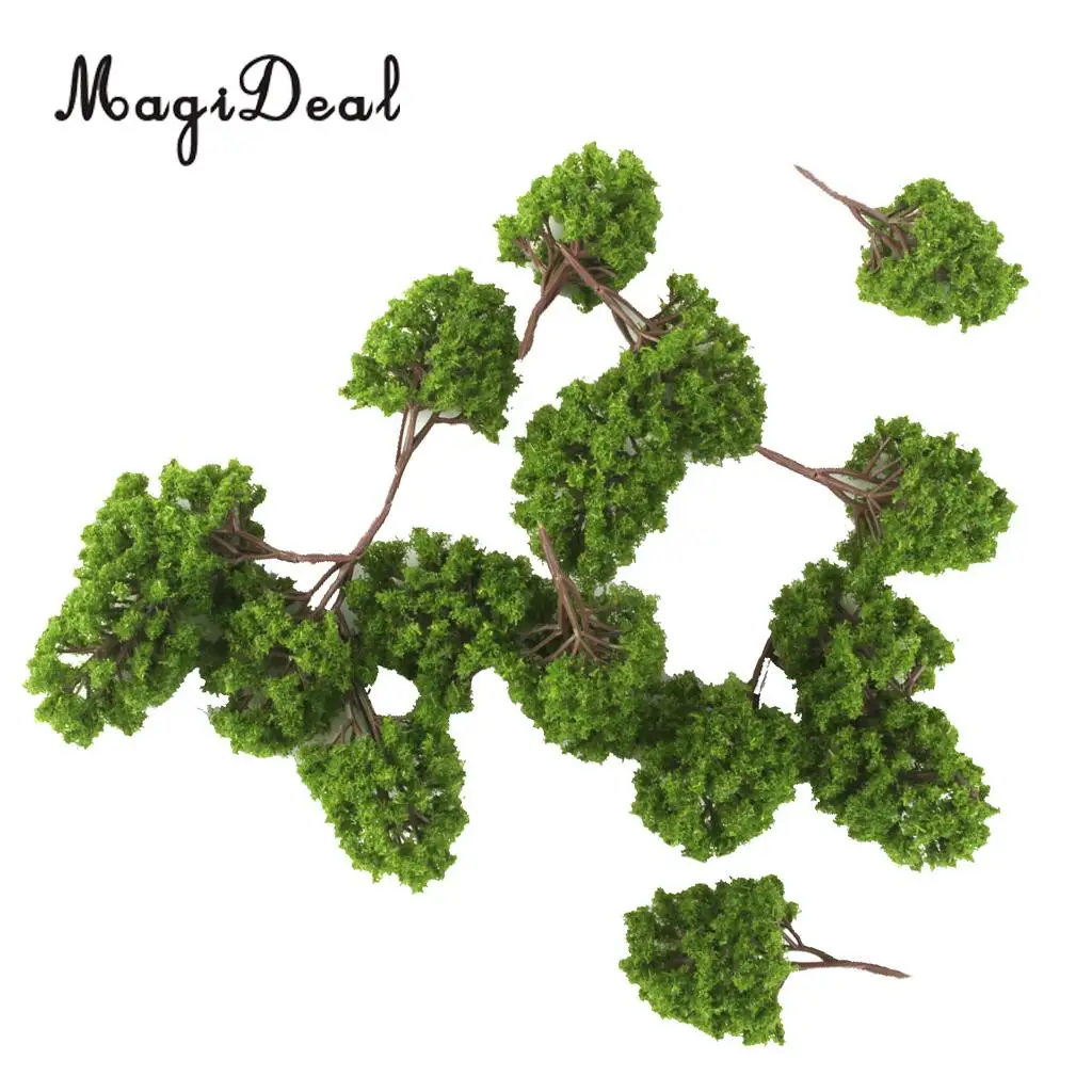 MagiDeal 20Pcs/Pack 1/150 Scale Plastic Model Trees N Scale Train Track Park Layout Wargame Village Scenery Diorama Decor 7.5cm