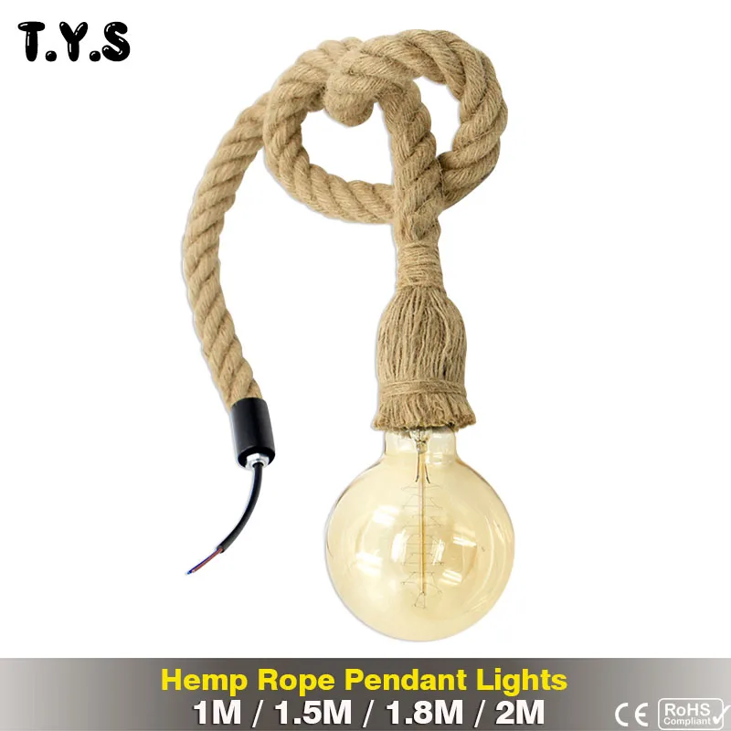 

Retro Vintage Hemp Rope Pendant Light Lamp Loft Creative Personality Hanging Fixture Industrial Lamp Edison Bulb Style Lighting