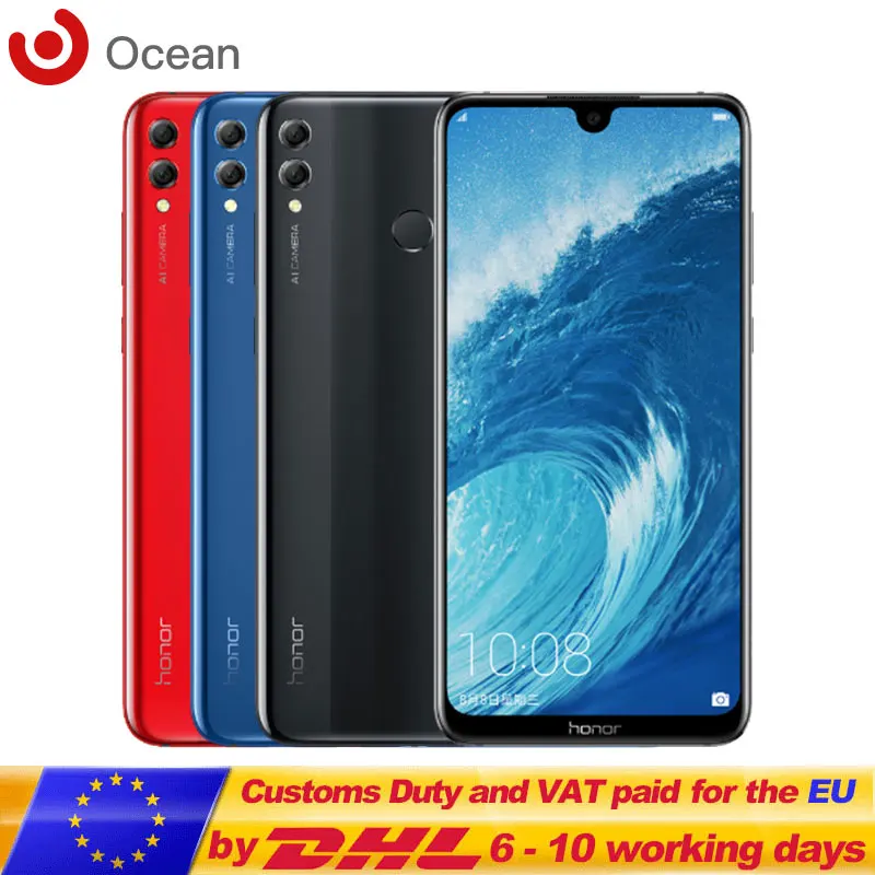 Honor 8X MAX, Смартфон Snapdragon 636 8,1, 4 Гб, 6 ГБ ОЗУ, 64 ГБ, 128 Гб ПЗУ, отпечаток пальца ID, четыре ядра, 4900 мАч, 7,12 ''экран